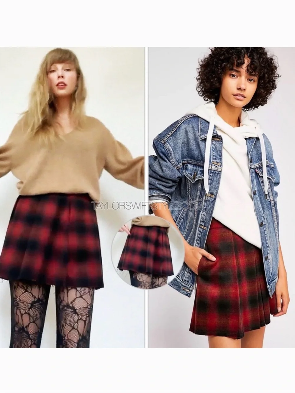Free People | Women’s Red/Black Plaid Wool Blend Pleated Raw Hem Mini Skirt Sz 2